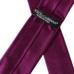 Dolce & Gabbana Purple Solid Satin Silk Adjustable Men Tie KRA3299