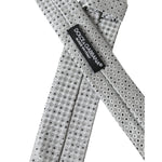 Dolce & Gabbana Light Gray Polka Dot Silk Adjustable Men Tie KRA3313