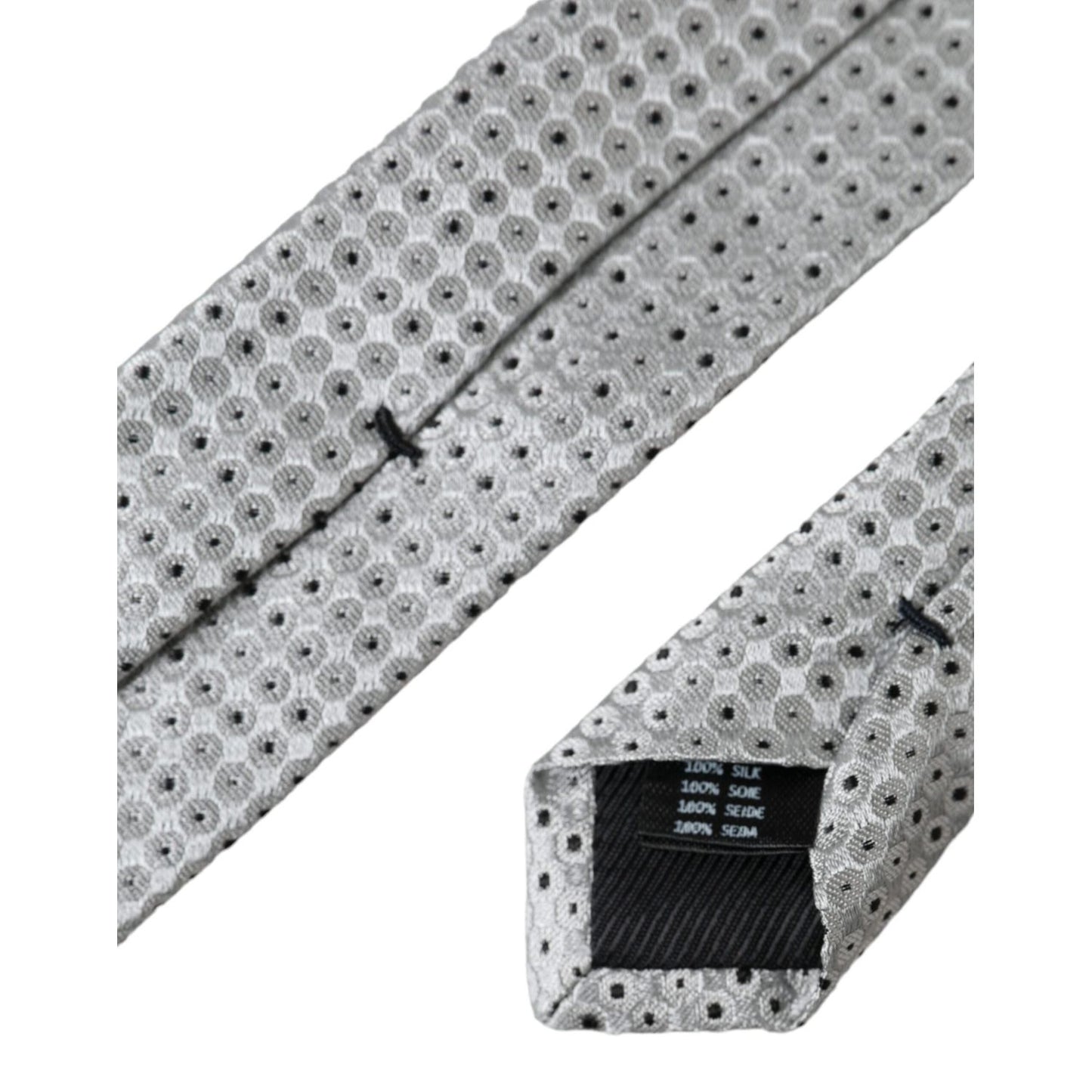 Dolce & Gabbana Light Gray Polka Dot Silk Adjustable Men Tie KRA3313