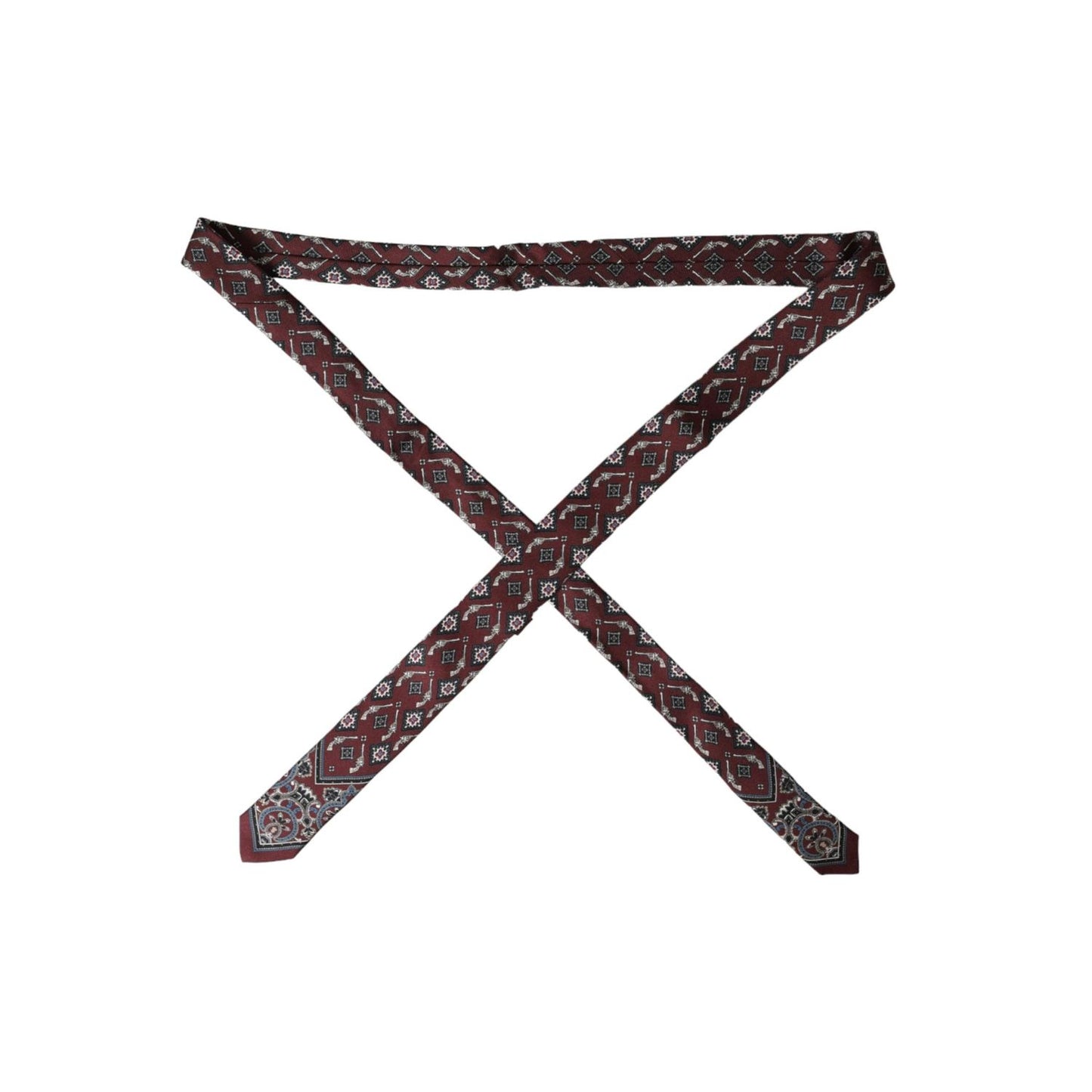 Dolce & Gabbana Bordeaux Printed 100% Silk Adjustable Men Tie KRA3319