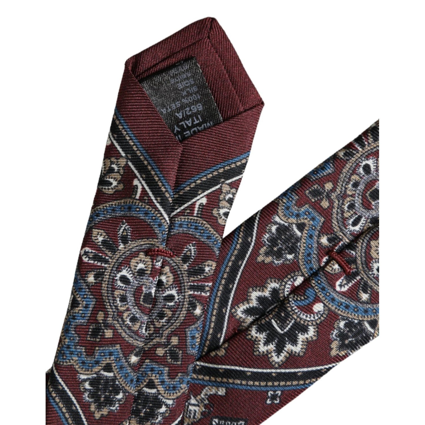 Dolce & Gabbana Bordeaux Printed 100% Silk Adjustable Men Tie KRA3319