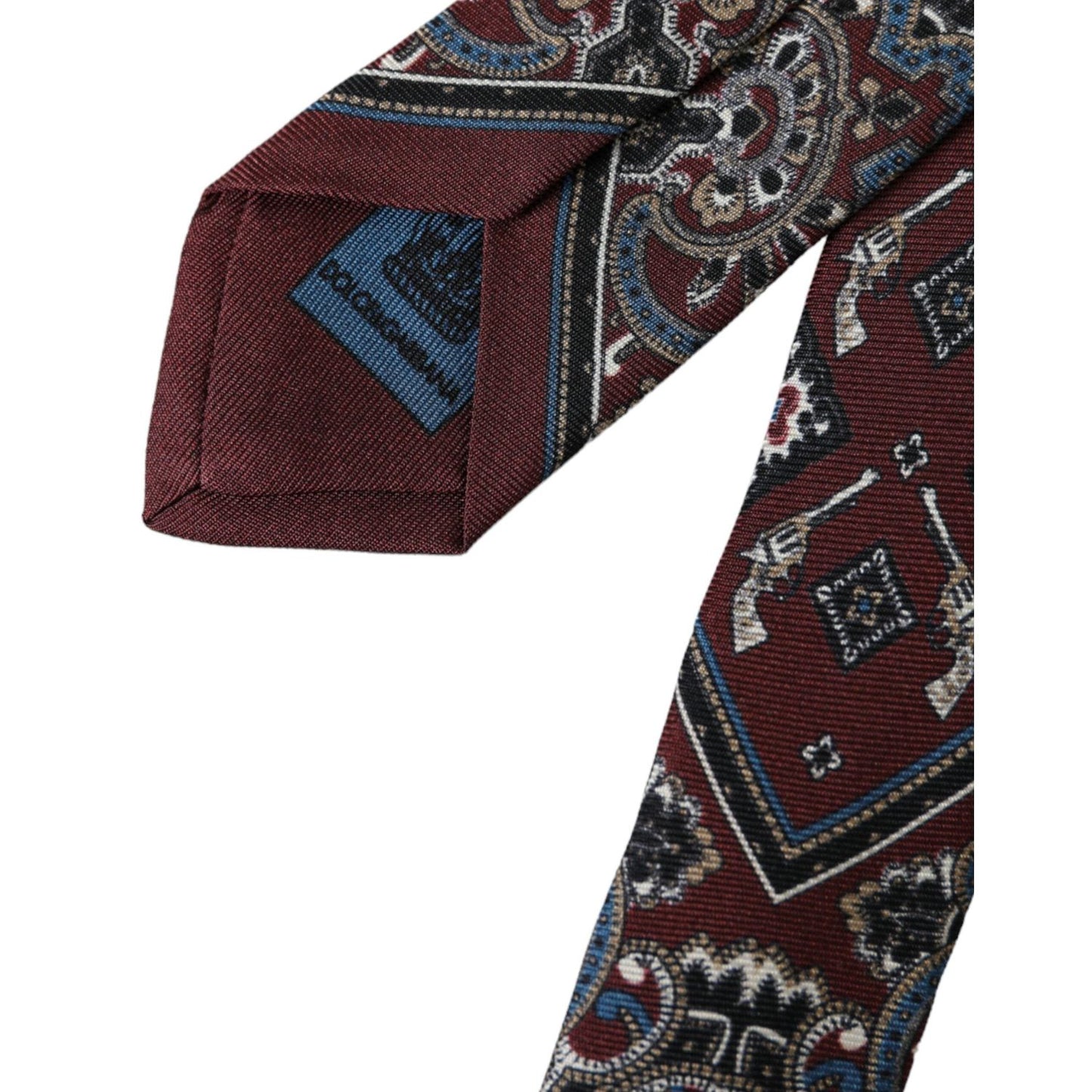 Dolce & Gabbana Bordeaux Printed 100% Silk Adjustable Men Tie KRA3319