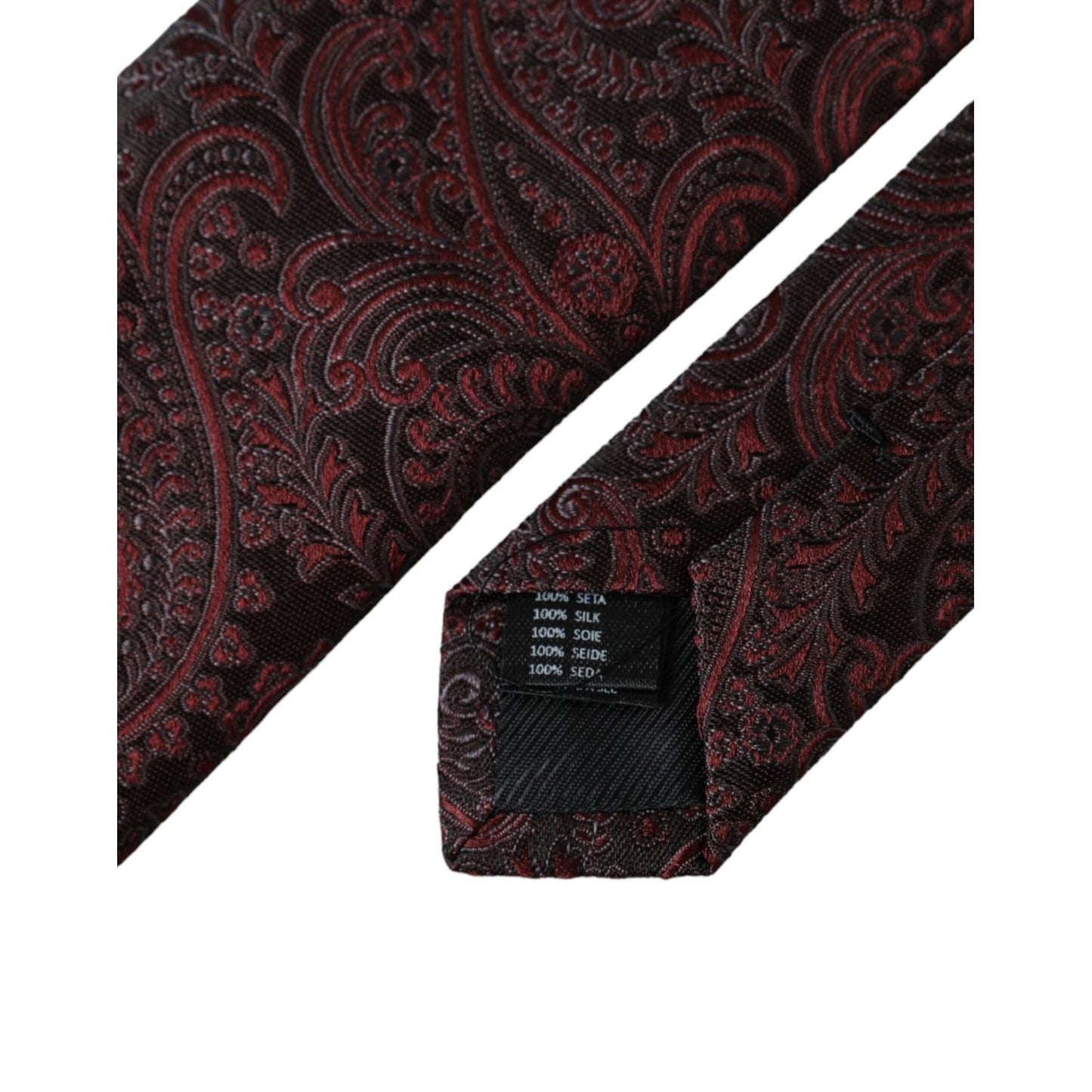 Dolce & Gabbana Bordeaux Patterned Silk Adjustable Men Tie KRA3321