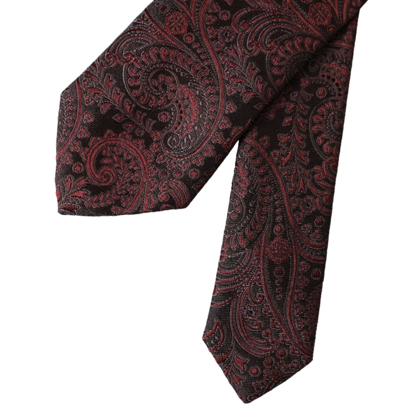 Dolce & Gabbana Bordeaux Patterned Silk Adjustable Men Tie KRA3321