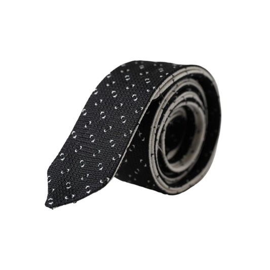 Dolce & Gabbana Black White Patterned Adjustable Tie KRA3384