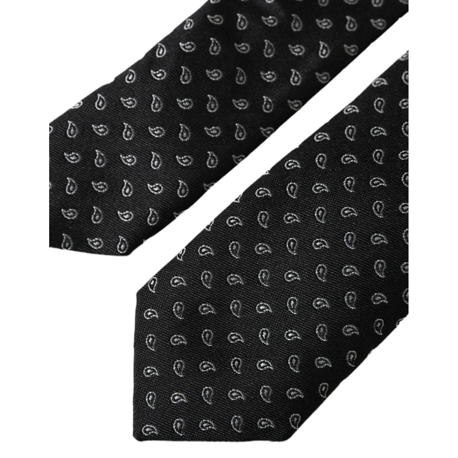 Dolce & Gabbana Black Jacquard Patterned Silk Adjustable Men Tie