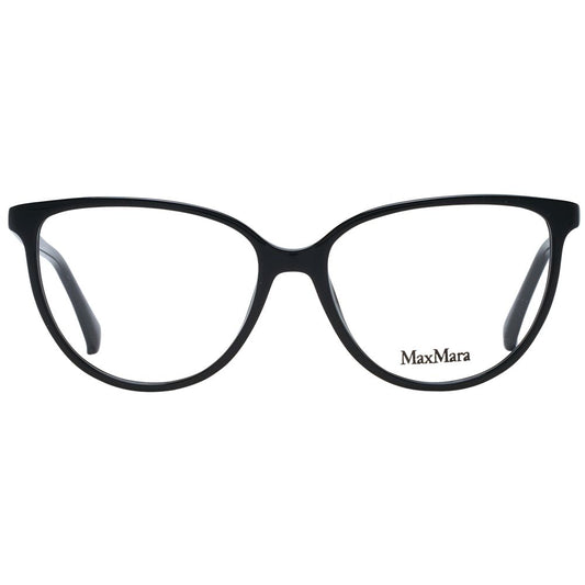 Max Mara Black Women Glasses Frame in butterfly style with full-rim black plastic frame, demo lenses, and branded case included.