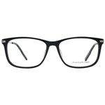 Ermenegildo Zegna Black Men Glasses Frame in full-rim black plastic with demo lenses, includes branded case, model size 56-16-145.