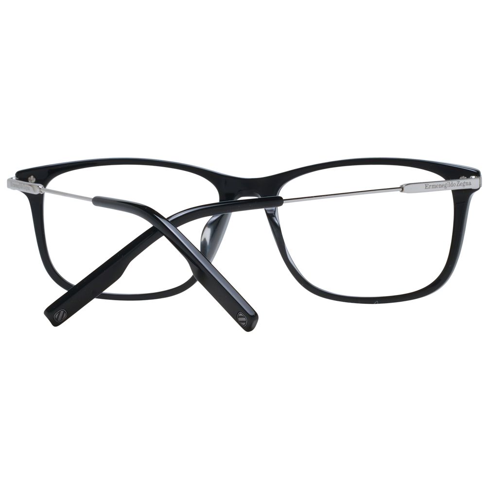 Ermenegildo Zegna Black Men Glasses Frame in full-rim plastic with rectangle shape.