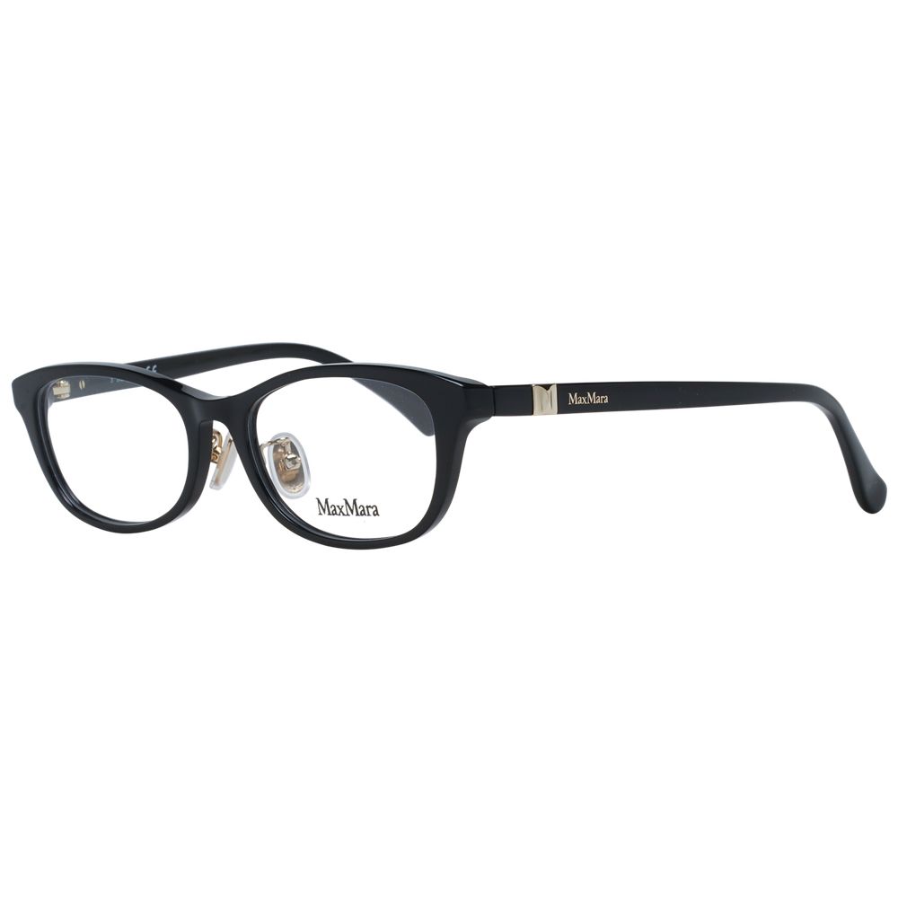 Max Mara Black Women Glasses Frame in full-rim plastic with demo lenses, complete with branded case, style rectangle, temples length 145mm.