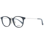 Max Mara Black Women Glasses Frame, round full-rim style, plastic material, 48-20-145 size, includes branded case.