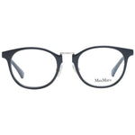 Max Mara Black Women Glasses Frame full-rim round plastic eyeglasses with demo lenses, includes branded case, size 48-20-145.