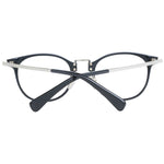 Max Mara Black Women Glasses Frame, black full-rim round style, plastic material with demo lenses, includes branded case. Size 48-20-145.