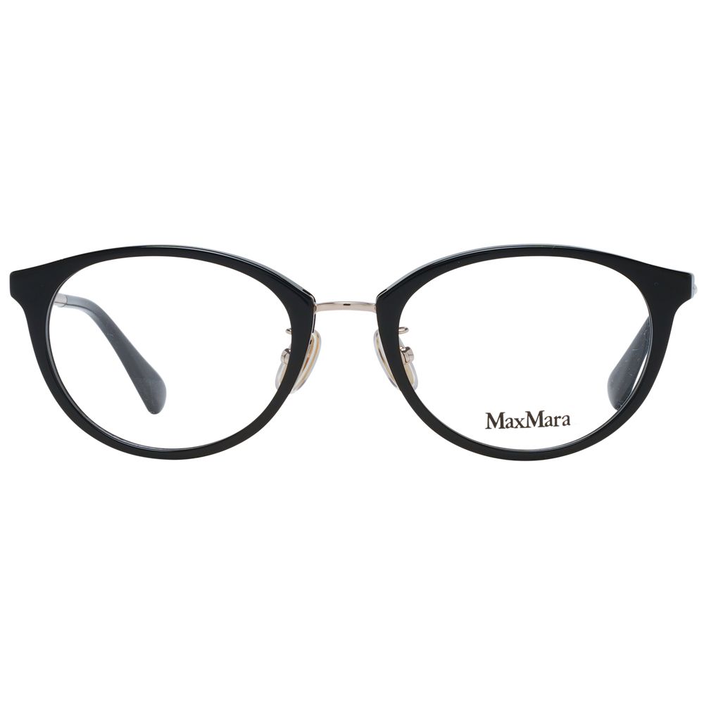 Max Mara Black Women Glasses Frame in full-rim style, plastic material with demo lenses, size 50-19-145. Includes branded case.