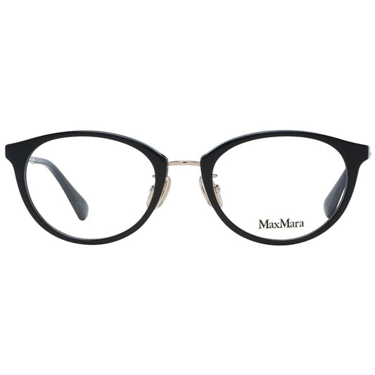 Max Mara Black Women Glasses Frame in full-rim style, plastic material with demo lenses, size 50-19-145. Includes branded case.