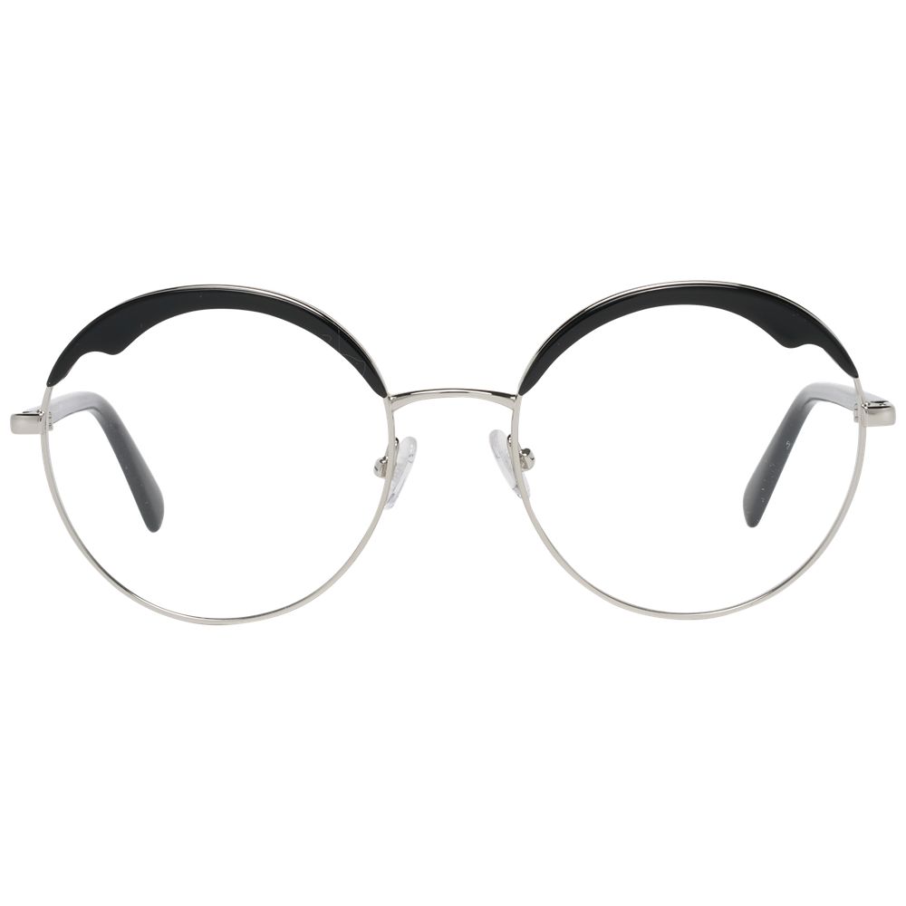 Emilio Pucci Black Women Glasses Frame with metal and plastic full-rim design, 54mm lenses width, 140mm temples length, includes branded case.
