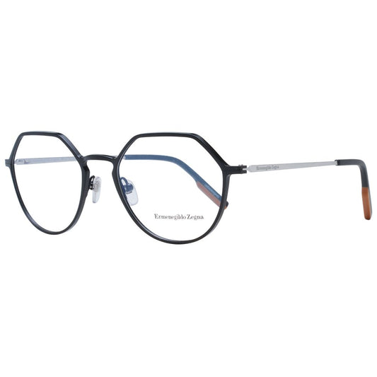 Ermenegildo Zegna Black Men Glasses Frame, full-rim titanium, rectangle style, includes branded case, size 53-19-150.