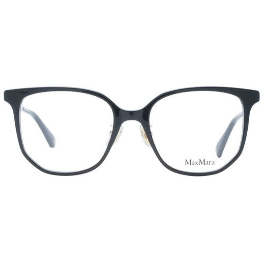 Max Mara Black Women Glasses Frame, full-rim butterfly style in black plastic with demo lenses, size 52-18-145 includes branded case.