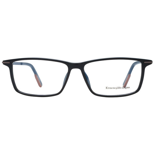 Ermenegildo Zegna Black Men Glasses Frame, full-rim, plastic, rectangle style, with branded case, size 58-14-145.