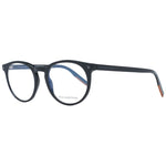 Ermenegildo Zegna Black Men Glasses Frame, full-rim plastic, round style, 52-20-145, with demo lenses in a branded case.