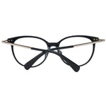 Max Mara Black Women Glasses Frame in full-rim round style with plastic material, demo lenses, and temples length of 140 mm.