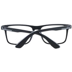 BMW Black Men Glasses Frame, full-rim black plastic frame with demo lenses, rectangle style, includes branded case.