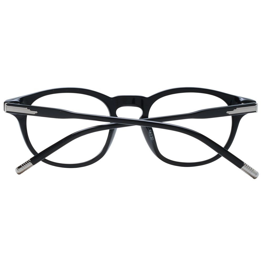 Lozza Black Men Glasses Frame in acetate full-rim style, featuring black demo lenses and branded case.