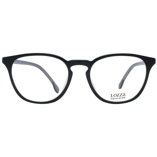 Lozza Black Unisex Glasses Frame full-rim acetate and plastic with demo lenses, size 50-18-140, round style, branded case included