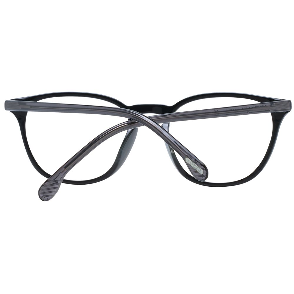 Lozza Black Unisex Glasses Frame with full-rim acetate design, round style, size 50-18-140, includes branded case