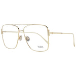 Tod's Gold Women Glasses Frame with full-rim metal design and aviator style, featuring demo plastic lenses and branded case included.