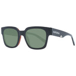 Sting Black Unisex Sunglass with black acetate frame and green lenses, full-rim style, 100% UVA & UVB protection, includes branded case.