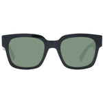 Sting Black Unisex Sunglass with full-rim acetate frame and green plastic lenses, providing 100% UVA & UVB protection. Square style with branded case.