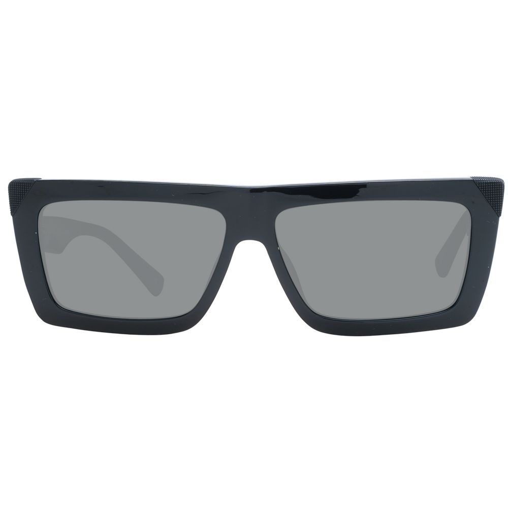 Sting Black Unisex Sunglass with black acetate full-rim frame and gradient grey lenses, offering 100% UVA & UVB protection in rectangle style.