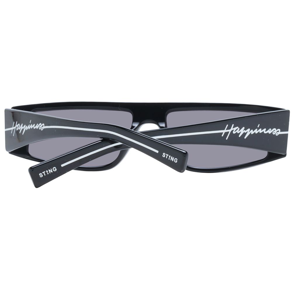 Sting Black Men Sunglass with full-rim black acetate frame, grey lenses, and branded case, offering 100% UVA & UVB protection.