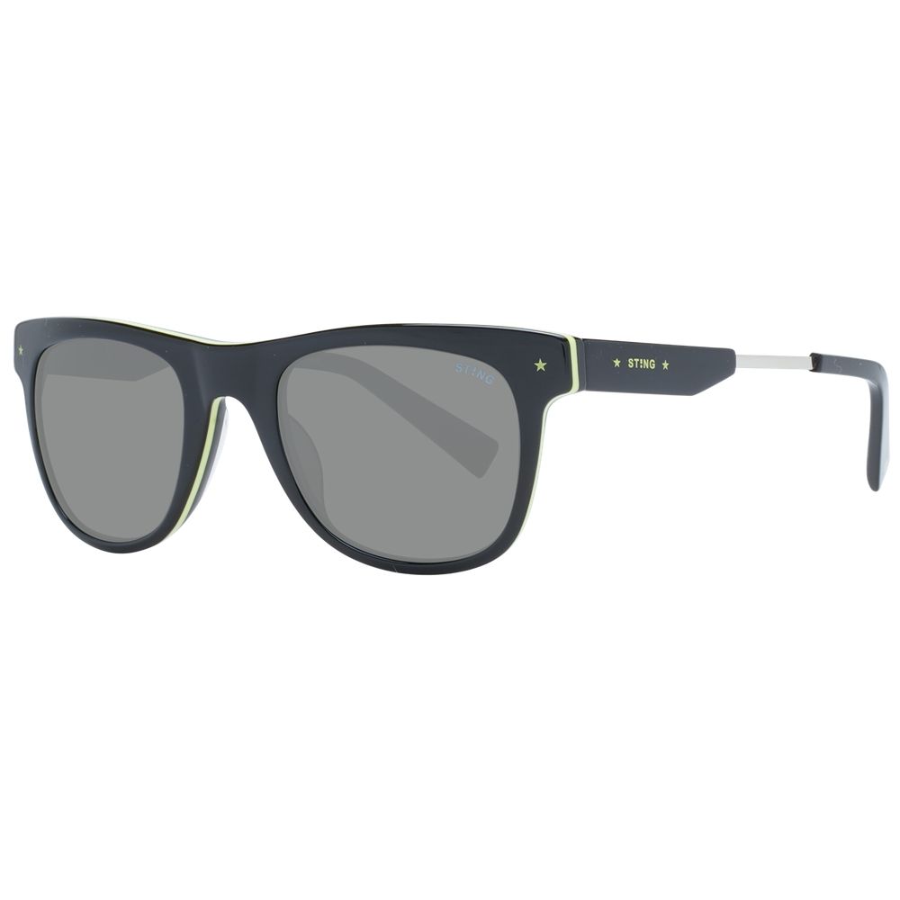 Sting Black Men Sunglass, black full-rim acetate frame with grey gradient lenses, 100% UVA UVB protection, square style