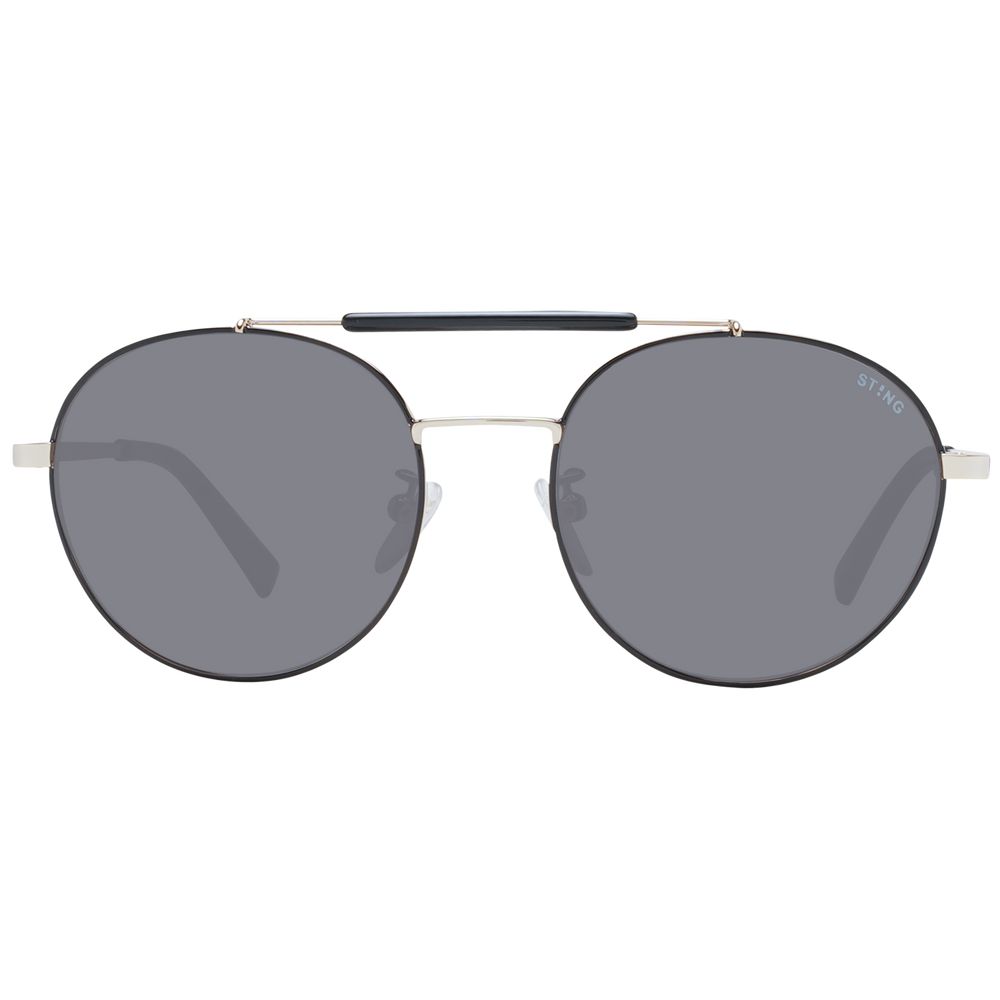 Sting Black Men Sunglass with grey plastic lenses and full-rim metal frame. Aviator style provides 100% UVA & UVB protection. Includes branded case.