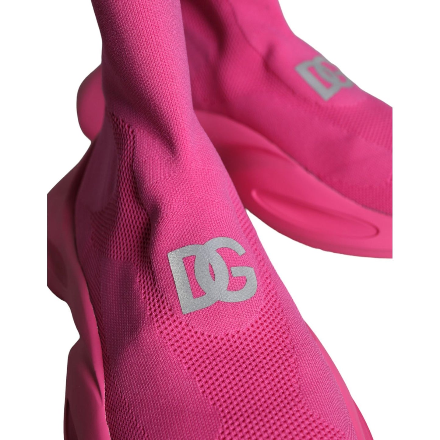 Dolce & Gabbana Pink Logo Print Slip On Socks Sneakers Shoes