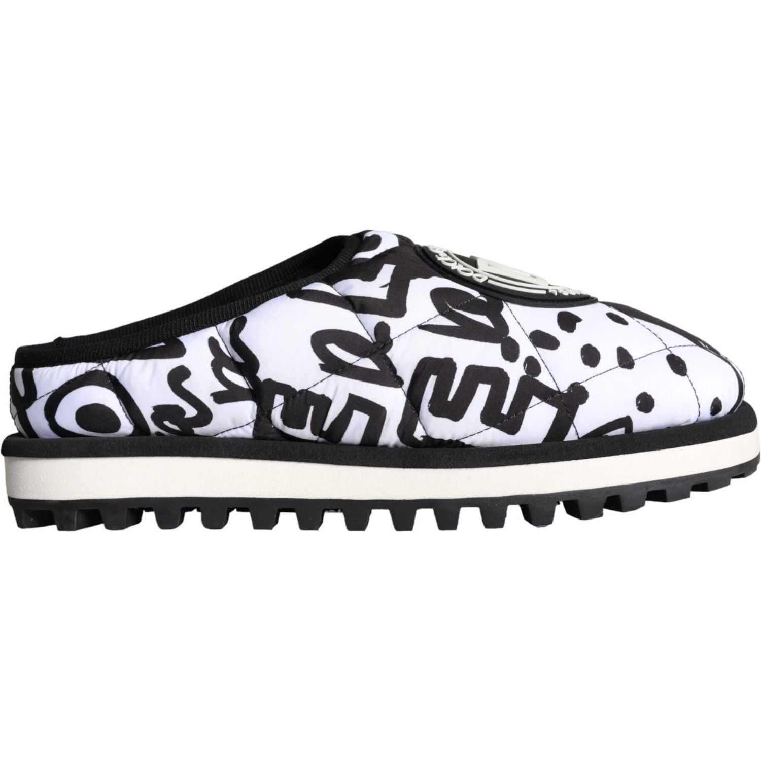 صندل دولتشي آند غابانا أسود وأبيض بشعار مبطن