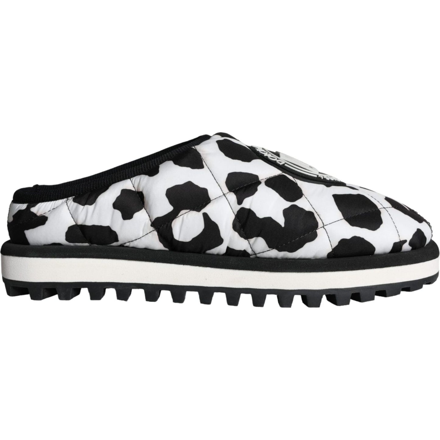 Dolce & Gabbana Black White Quilted Logo Sandals Slides Shoes