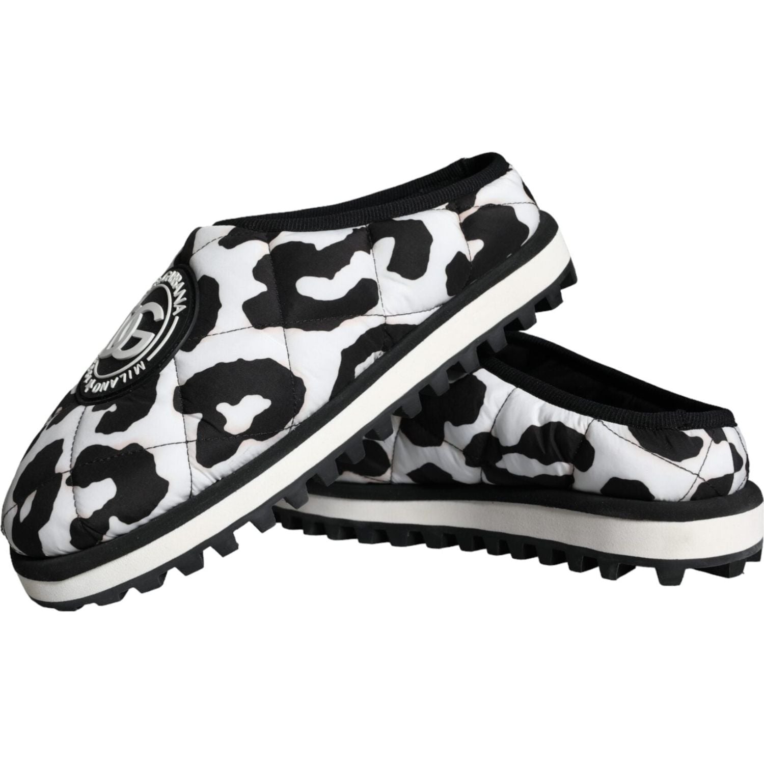 صندل دولتشي آند غابانا أسود وأبيض بشعار مبطن