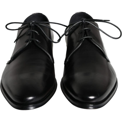 Dolce & Gabbana Black Calfskin Leather Derby Men Dress Shoes