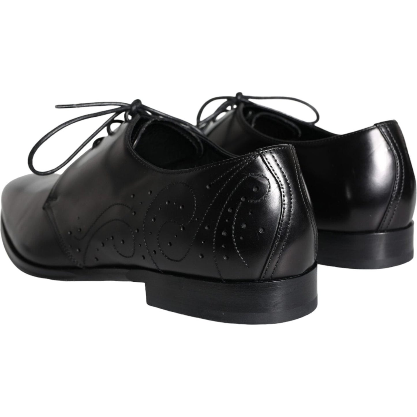 Dolce & Gabbana Black Calfskin Leather Derby Men Dress Shoes