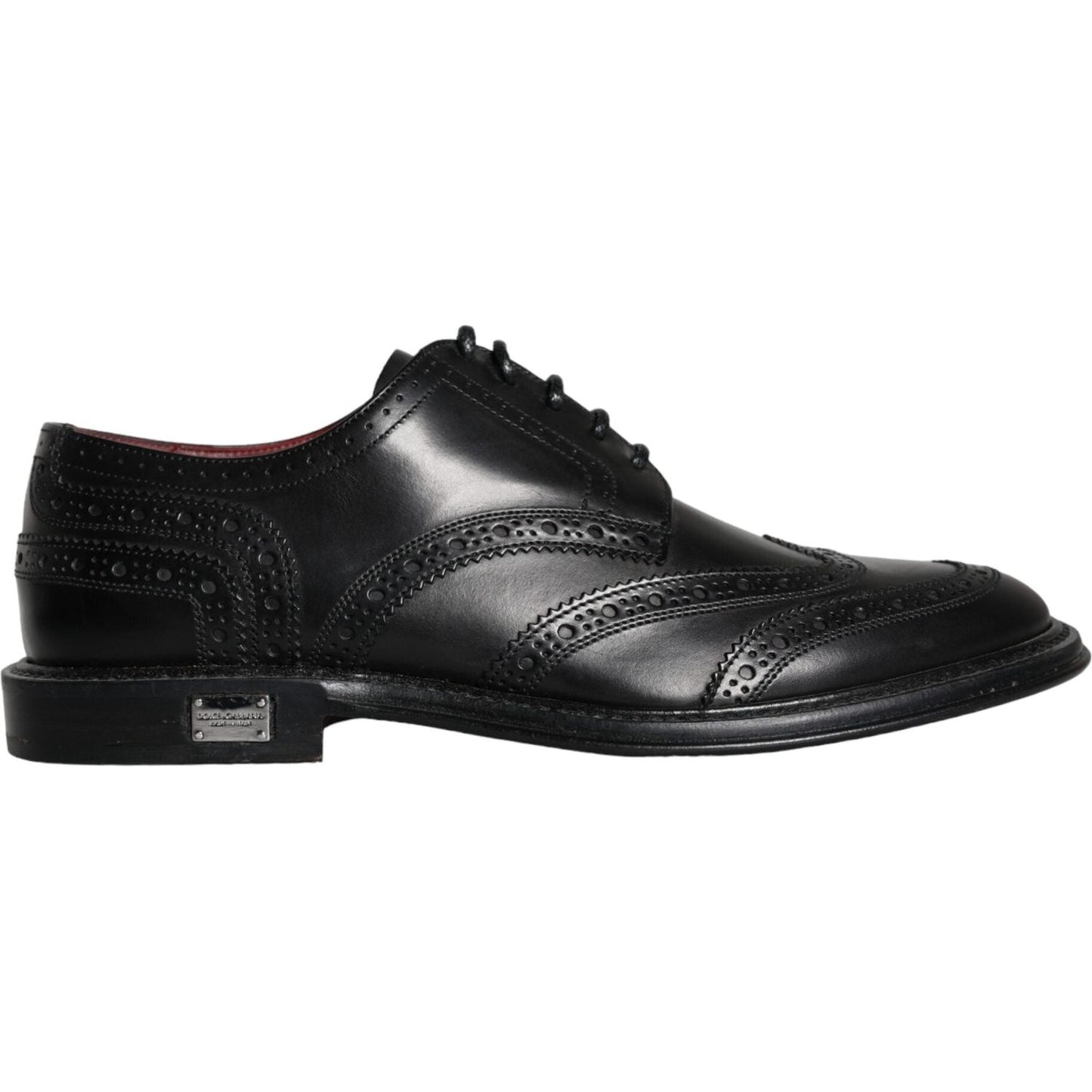 Dolce & Gabbana Black Leather Oxford Wingtip Formal Men Shoes