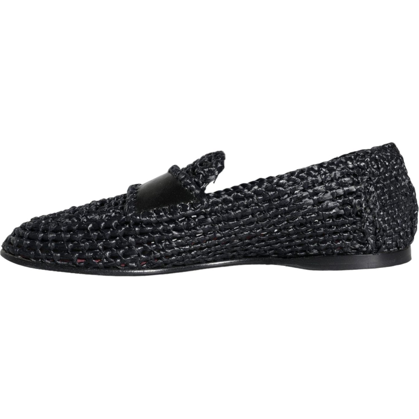 Dolce & Gabbana Black Woven Raffia Slip On Loafers Men Shoes MV6086-40