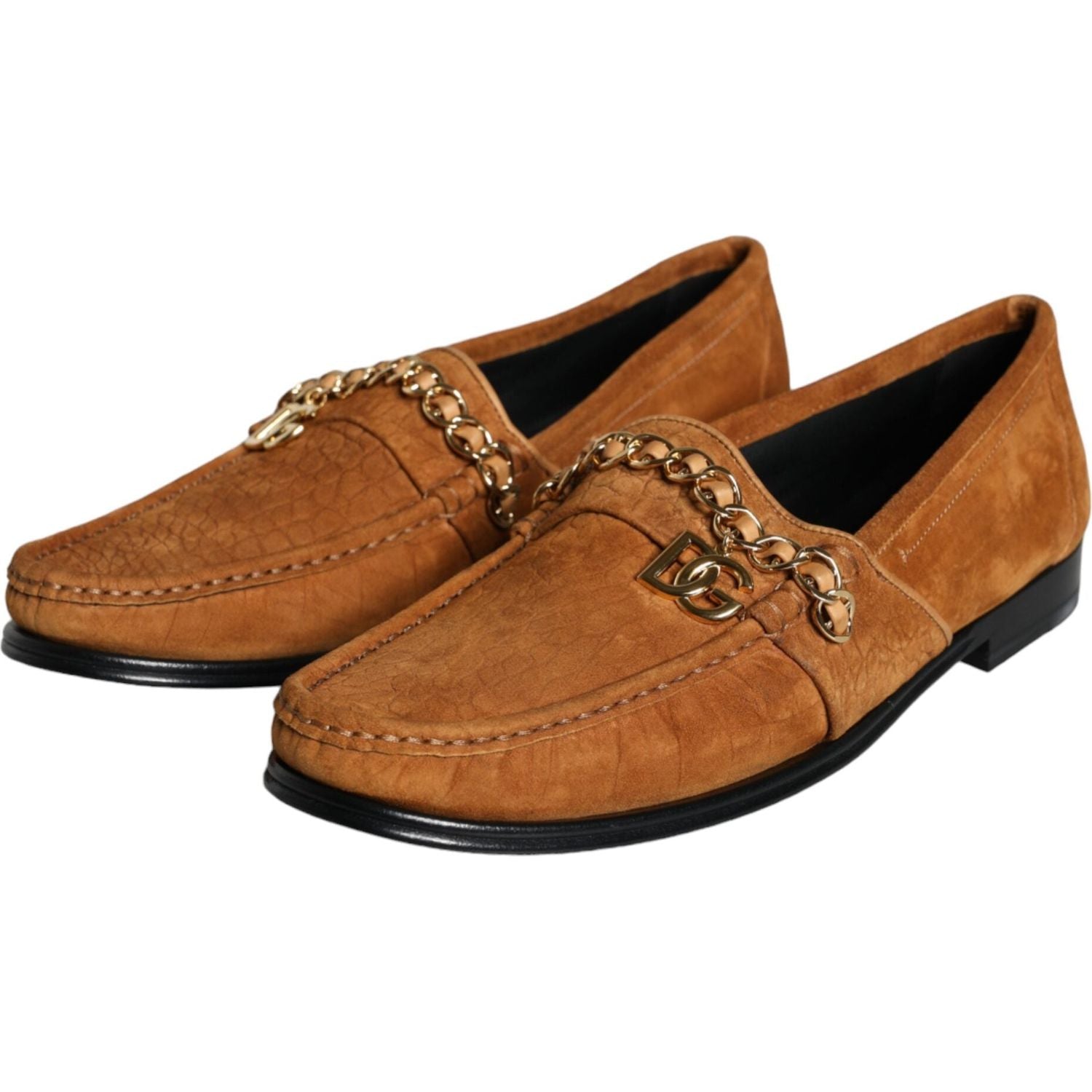 حذاء موكاسين سهل الارتداء من دولتشي آند غابانا مصنوع من الجلد المخملي باللون البني