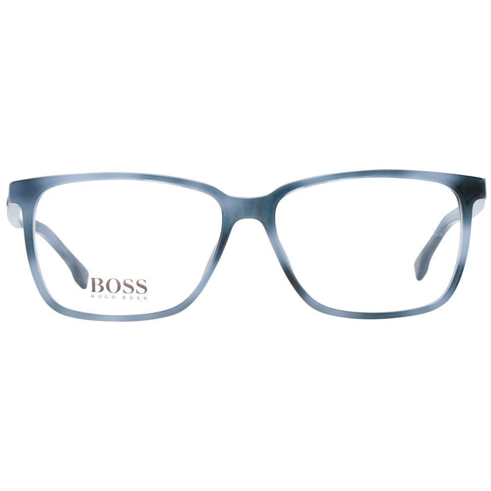 Hugo Boss Blue Men Glasses Frame with full-rim acetate design, rectangular style, and demo lenses, perfect for a modern look.