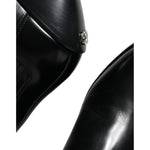 Dolce & Gabbana Black Leather Ankle Boots Booties Shoes