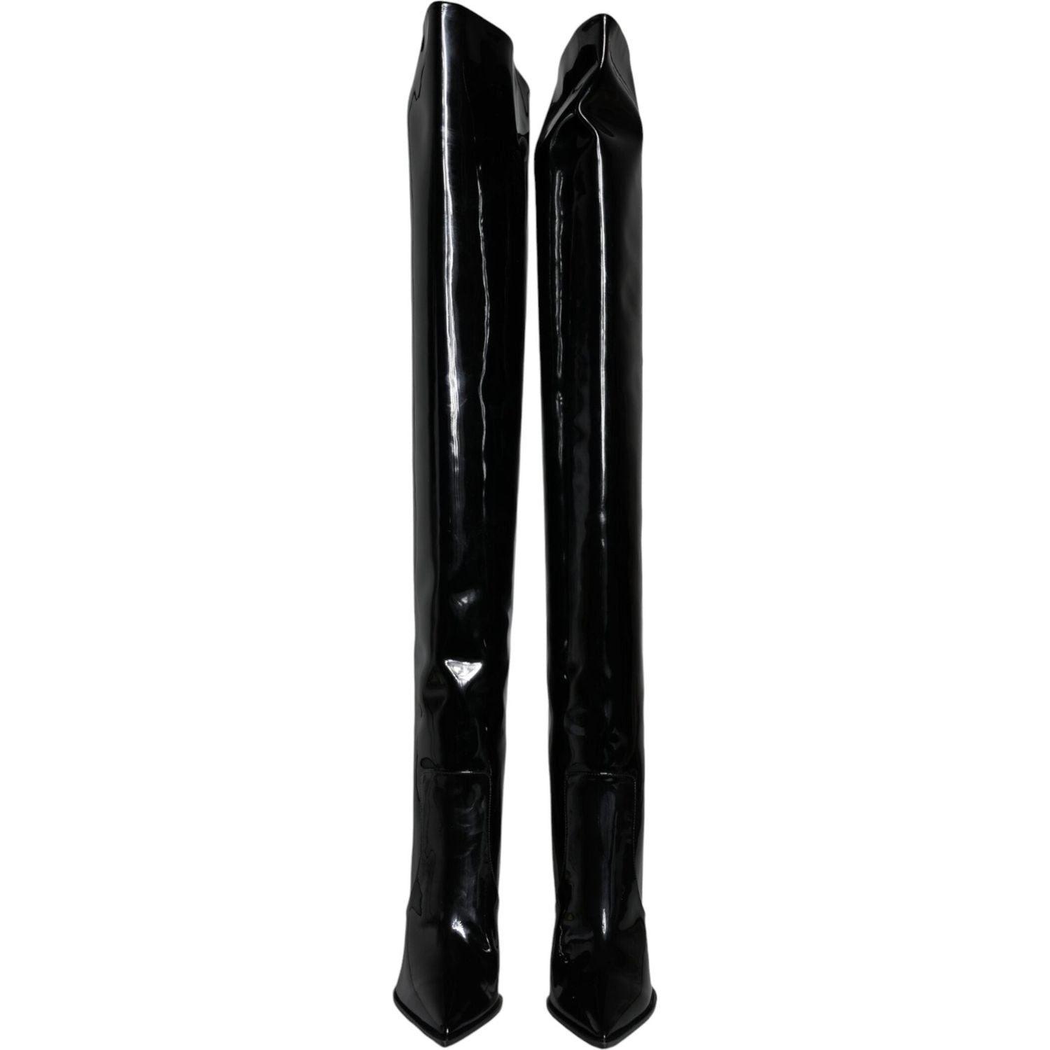 Dolce & Gabbana Black Patent Leather Knee High Boots Shoes