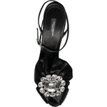 Dolce & Gabbana Black Crystal Ankle Strap Sandals Shoes