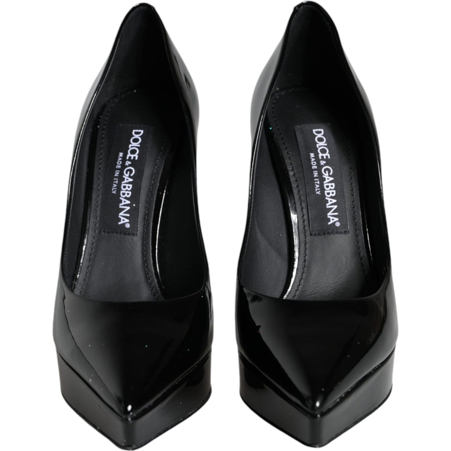 Dolce & Gabbana Black Leather Platform Heels Pumps Shoes LA11510-37